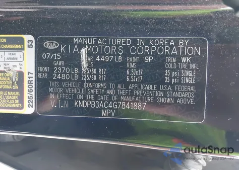 2016 Kia Sportage Lx z USA, uszkodzony, nr VIN KNDPB3AC4G7841887